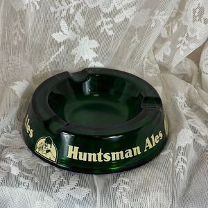 Vintage “Huntsman Ales” Green Glass Pub Ashtray | British Breweriana | 5” Diamet